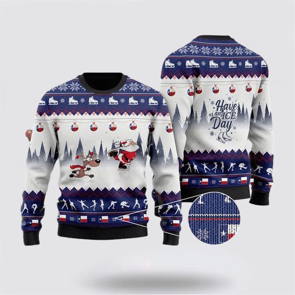Have An Ice Day Santa Claus And Reindeer Speed Skating Ugly Christmas Sweater 1 Sweater Iqz859.jpg