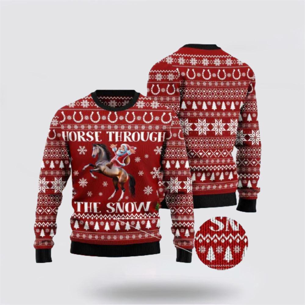 Horse Christmas Ugly Sweater Santa Claus Horse Through The Snow Red 1 Sweater Sfuegn.jpg
