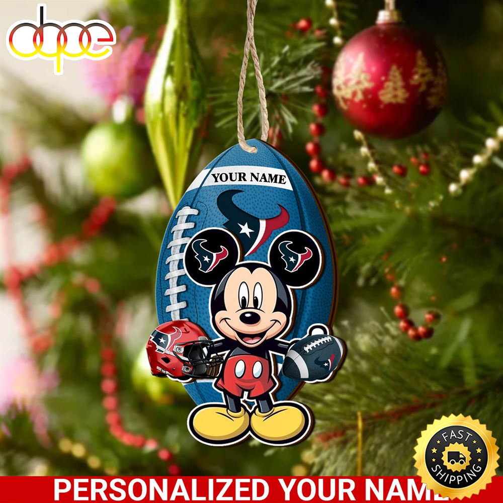Houston Texans And Mickey Mouse Ornament Personalized Your Name