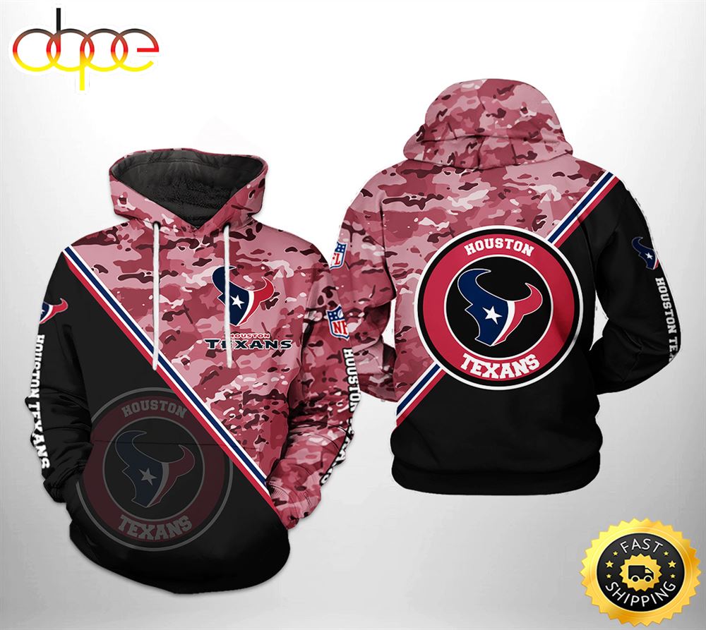 Houston Texans NFL Camo Team 3D Printed HoodieZipper Hoodie