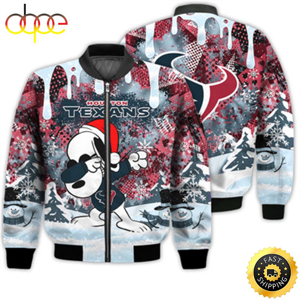 Houston Texans Snoopy Dabbing The Peanuts Sports Football American Christmas Dripping Matching Gifts Unisex 3D Bomber Jacket Ctopx9.jpg
