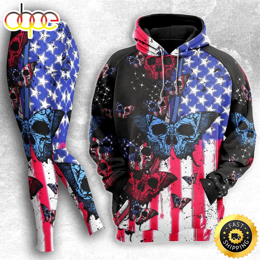 Independence Day Butterfly Combo Hoodie And Leggings