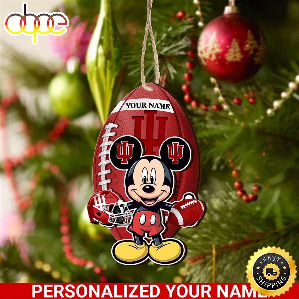 Indiana Hoosiers And Mickey Mouse Ornament Personalized Your Name