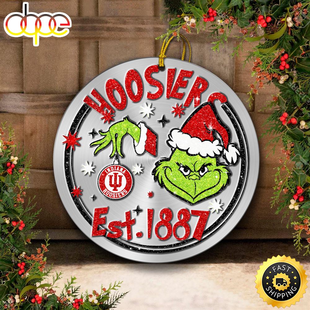 Indiana Hoosiers Grinch Circle Ornaments Christmas Fulmdp