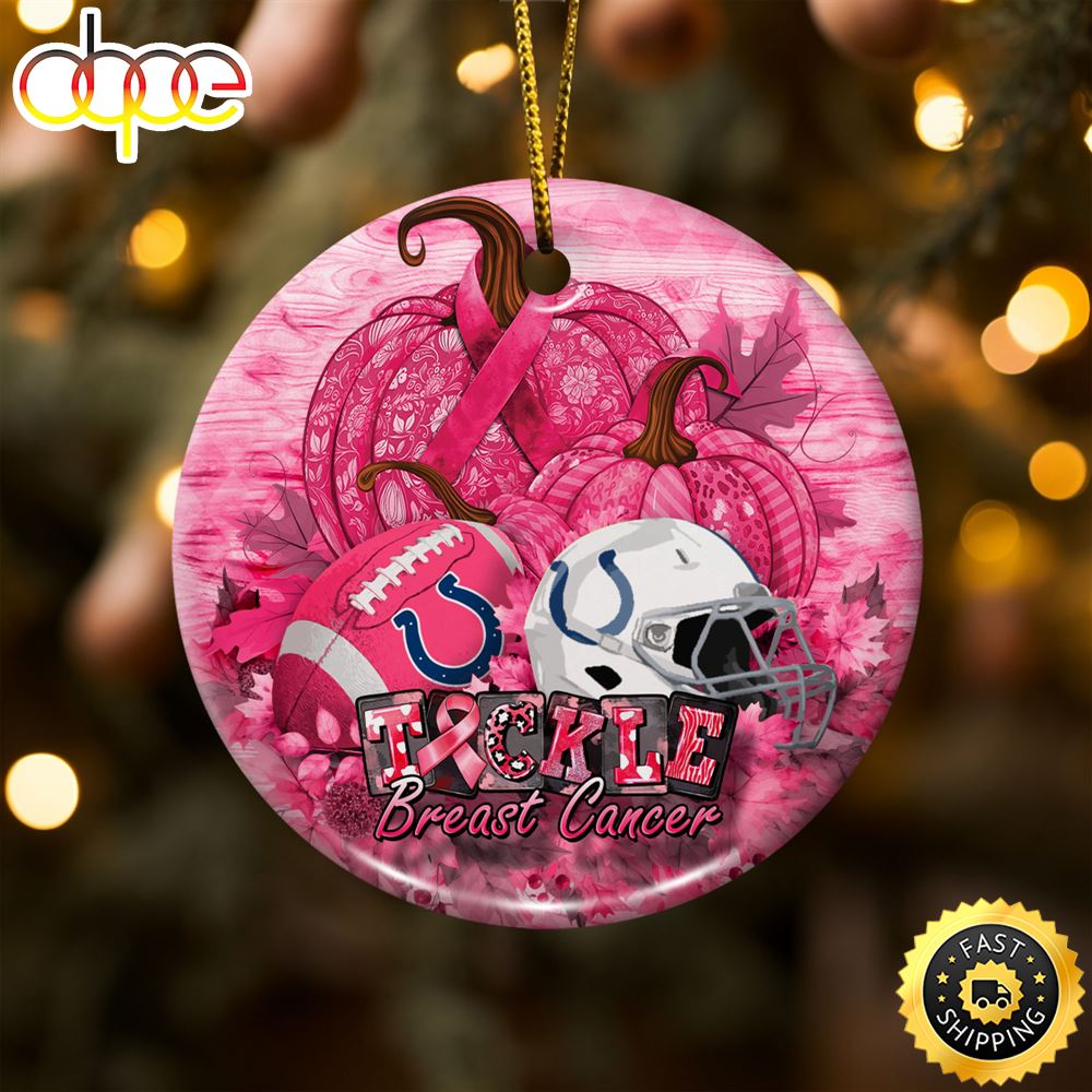 Indianapolis Colts Breast Cancer And Sport Team Ceramic Ornament Ds8xh1