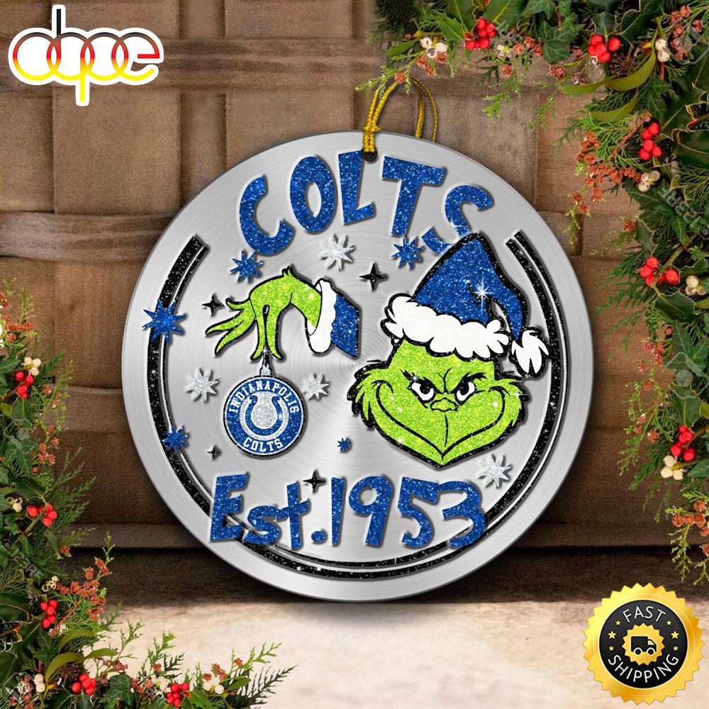 Indianapolis Colts Grinch Circle Ornaments Christmas Fxq3yb