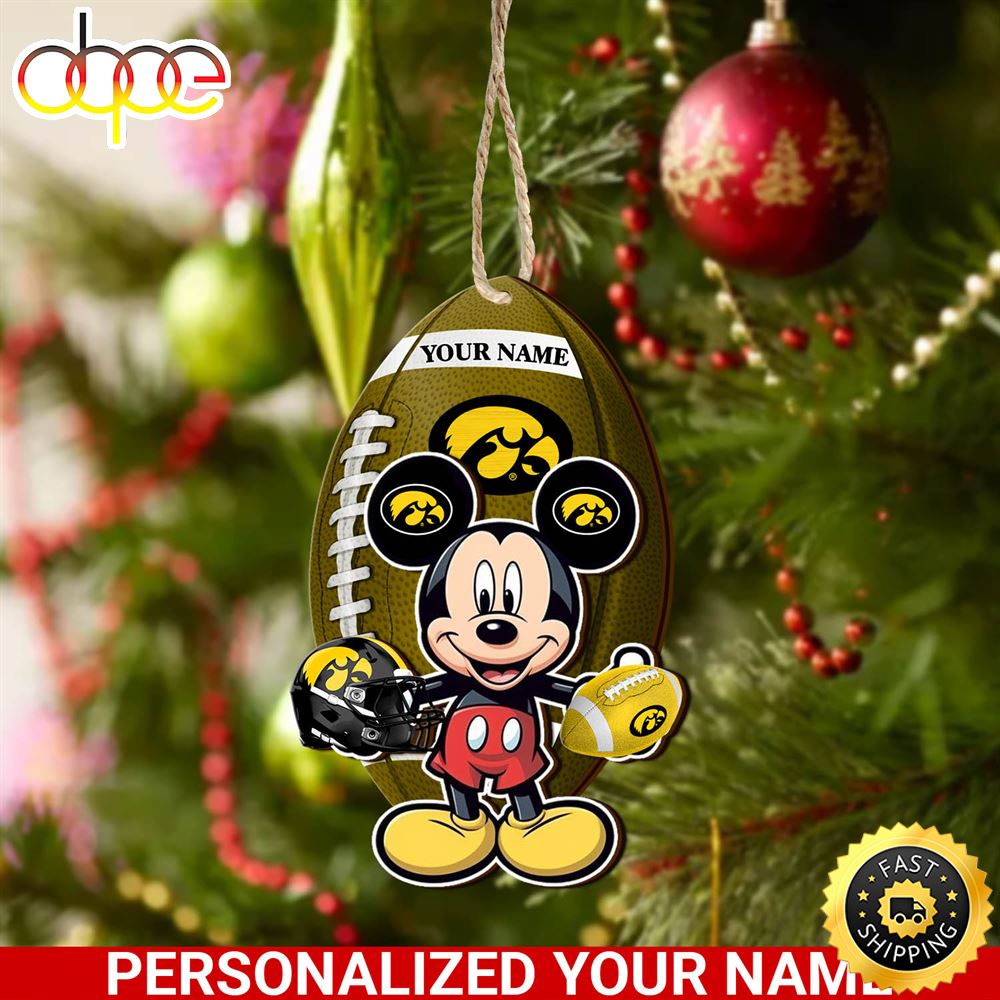 Iowa Hawkeyes And Mickey Mouse Ornament Personalized Your Name