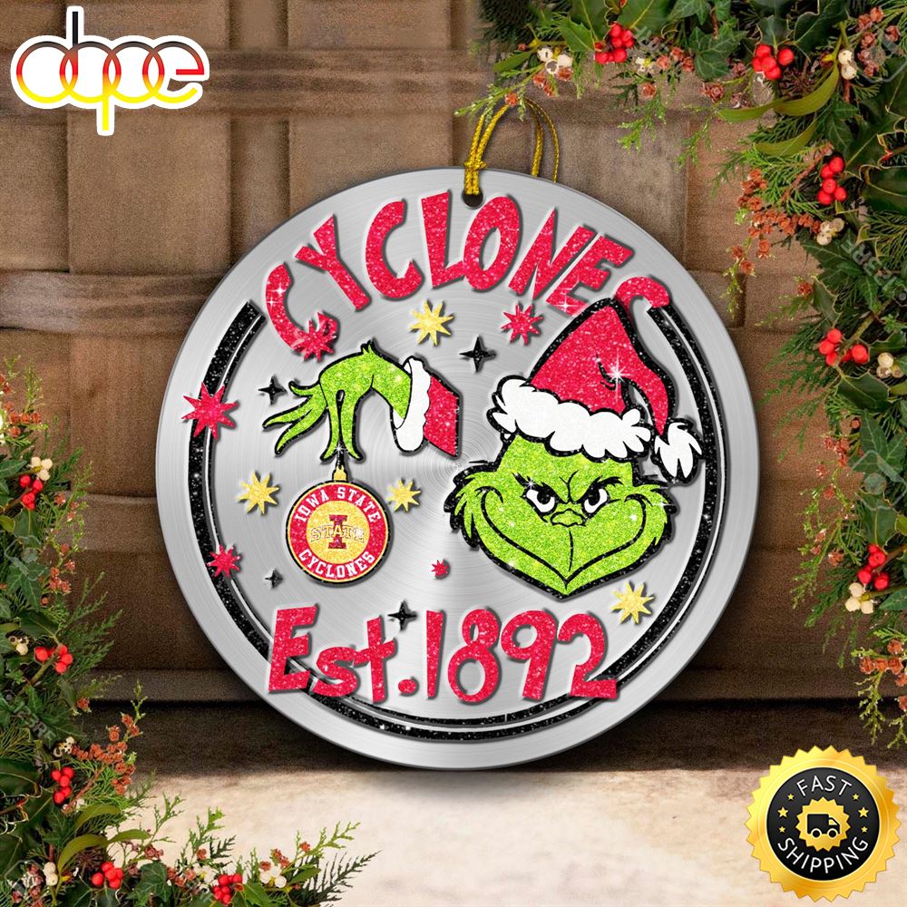 Iowa State Cyclones Grinch Circle Ornaments Christmas Robn3w