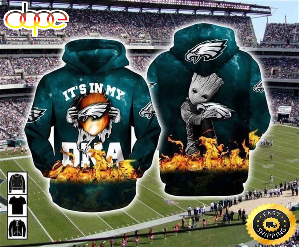 Its My Dna Philadelphia Eagles Groot 3d Hoodie All Over Printed Qp2qnr