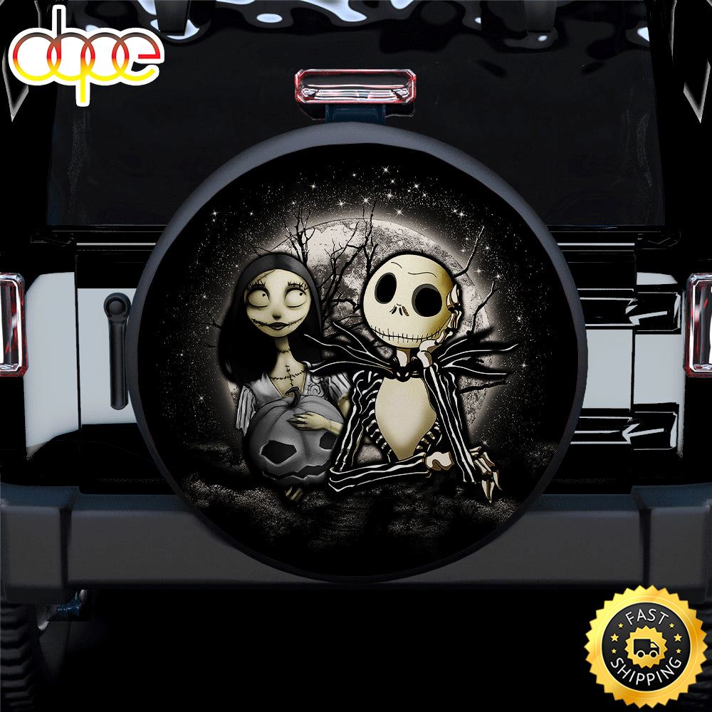 Jack And Sally Moonlight Nightmare Before Christmas Car Spare Tire Covers Gift For Campers J8ujye