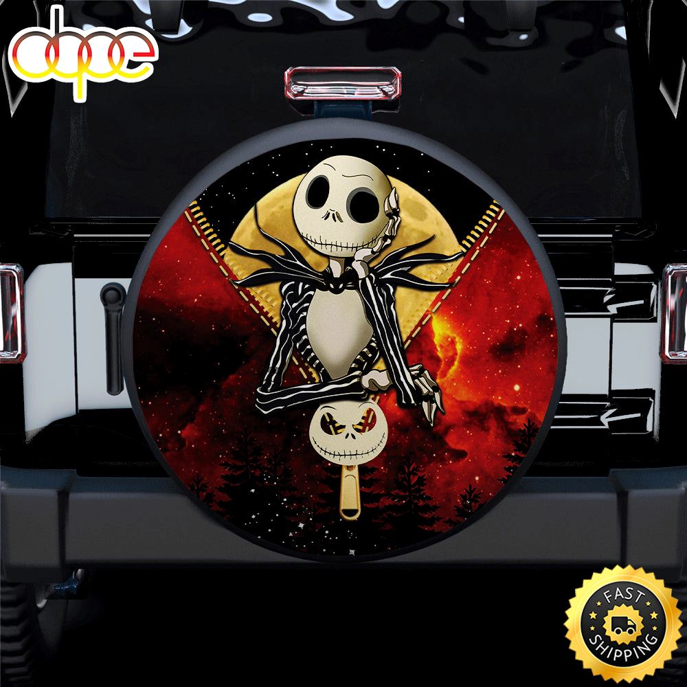 Jack Skellington Galaxy Zipper Car Spare Tire Covers Gift For Campers Zowyrt
