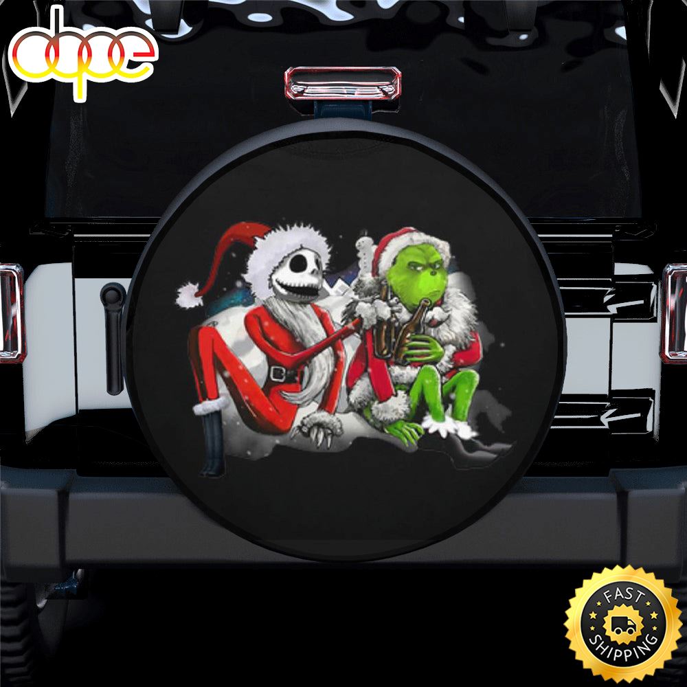 Jack Skellington Grinch Christmas Car Spare Tire Covers Gift For Campers Cturi2