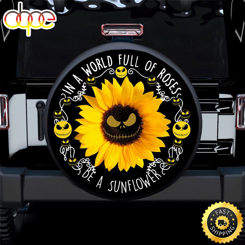 Jack Skellington Sunflower Car Spare Tire Covers Gift For Campers Qhljrf
