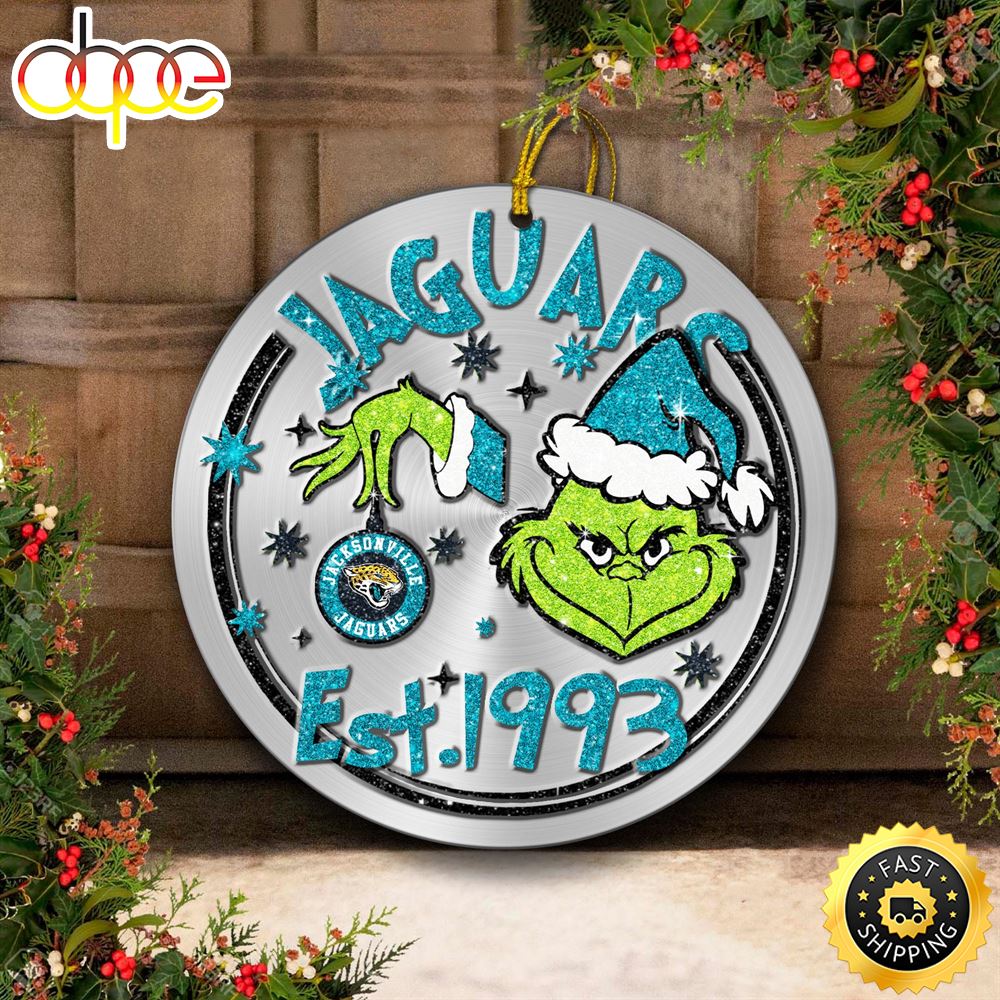 Jacksonville Jaguars Grinch Circle Ornaments Christmas Jky2cu