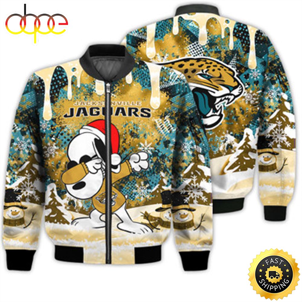 Jacksonville Jaguars Snoopy Dabbing The Peanuts Sports Football American Christmas Dripping Matching Gifts Unisex 3D Bomber Jacket Oiejjl.jpg