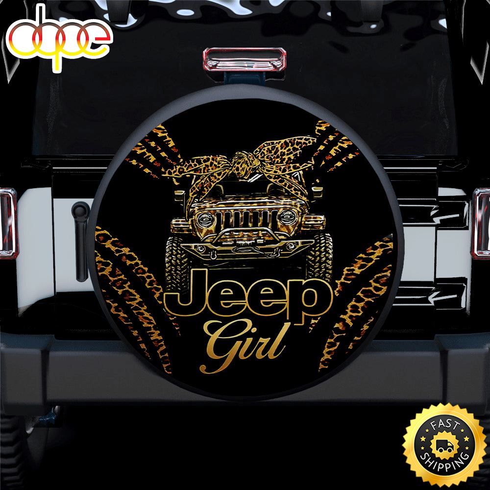 Jeep Girl Leo Texture Car Spare Tire Covers Gift For Campers Qr52lp