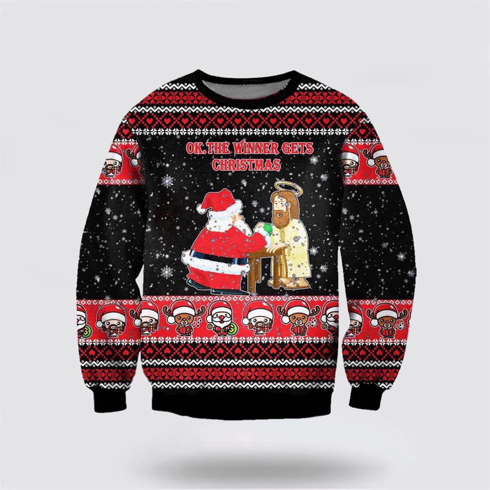 Jesus And Santa Claus Ugly Christmas Sweater Unisex Knit Sweater 1 Sweater Znvmms.jpg