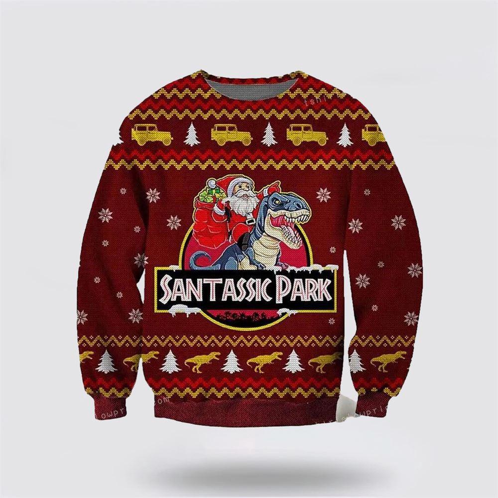 Jurassic Park Santa Claus Riding Dinosaur Ugly Sweater 1 Sweater Yvn5b1.jpg