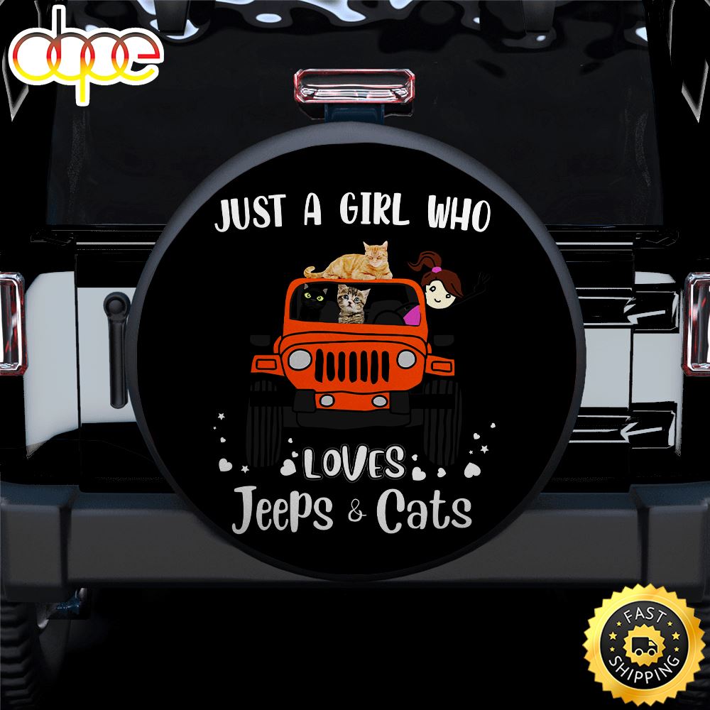 Just A Girl Who Love Jeep And Cat Orange Car Spare Tire Covers Gift For Campers Rujhoz