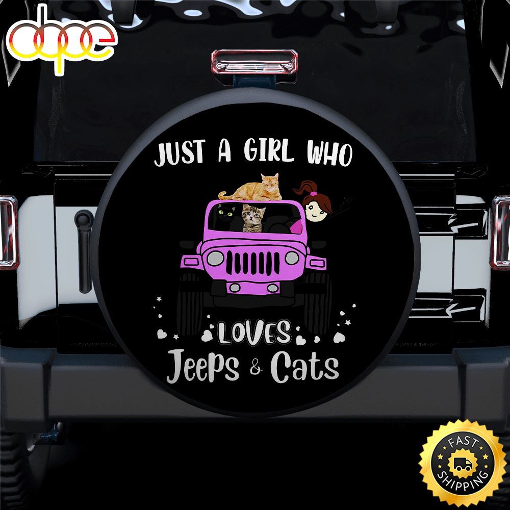 Just A Girl Who Love Jeep And Cat Pink Car Spare Tire Covers Gift For Campers G9dlni