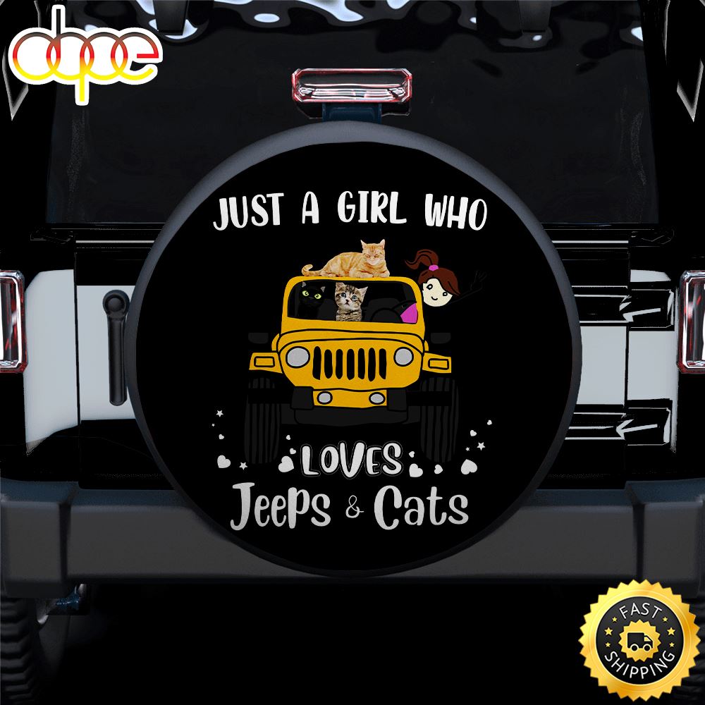 Just A Girl Who Love Jeep And Cat Yellow Car Spare Tire Covers Gift For Campers Qfa6fp