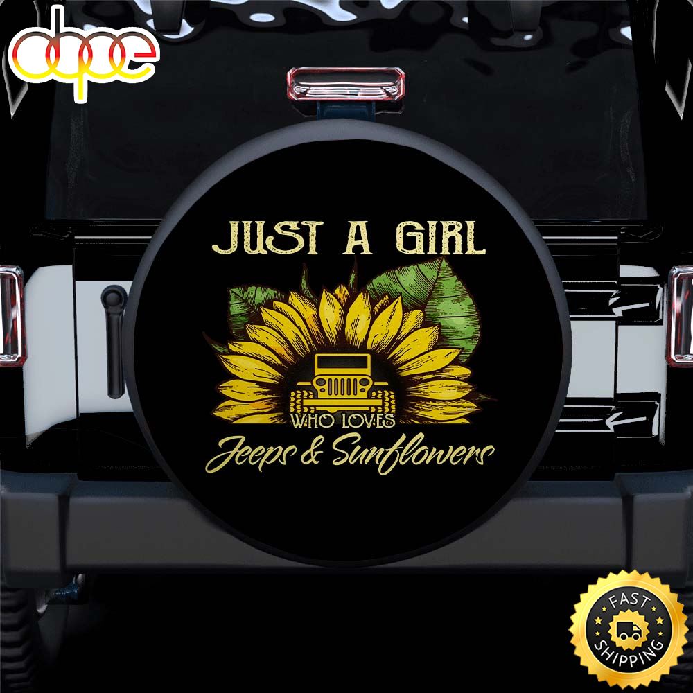 Just A Girl Who Love Jeep And Sunflower 2 Car Spare Tire Covers Gift For Campers Dsijff