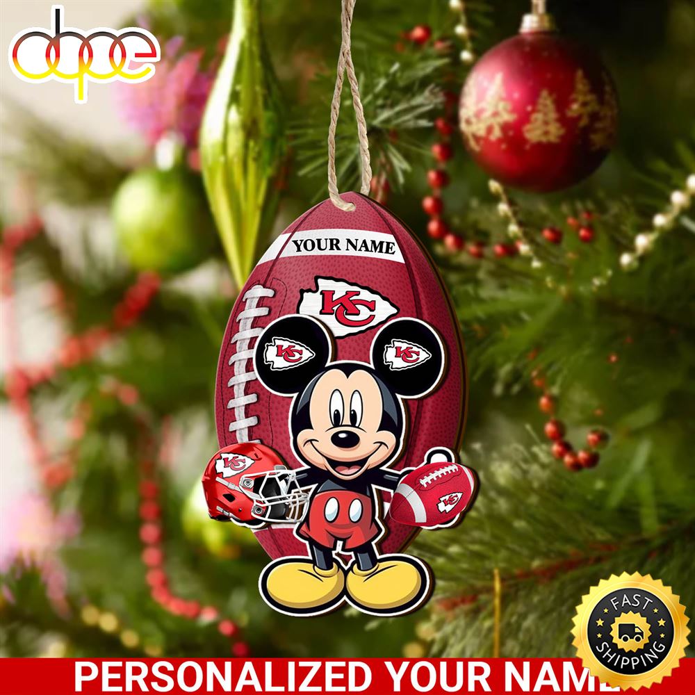 Kansas City Chiefs And Mickey Mouse Ornament Personalized Your Name