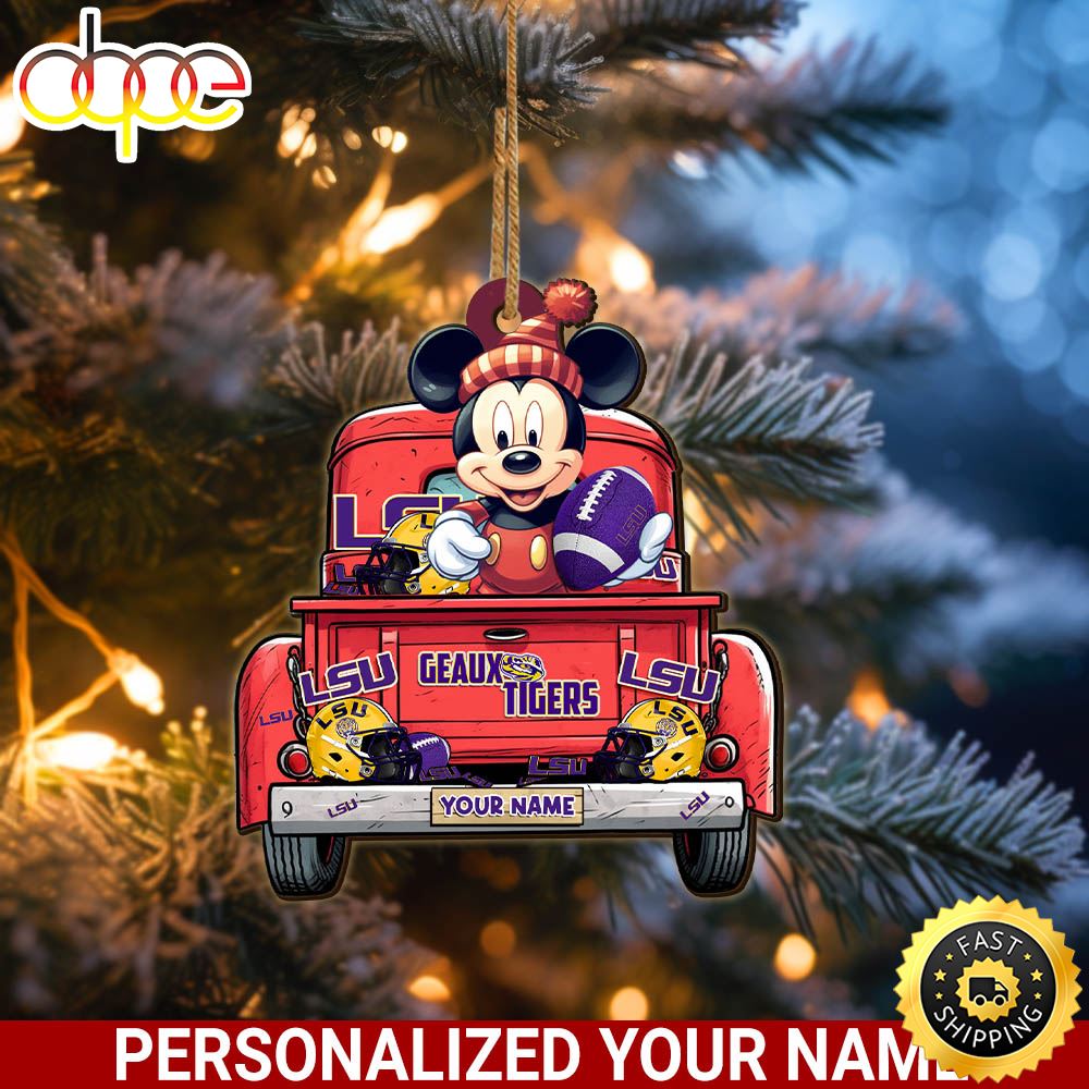 LSU TIGERS Mickey Mouse Ornament Personalized Your Name Sport Home Decor