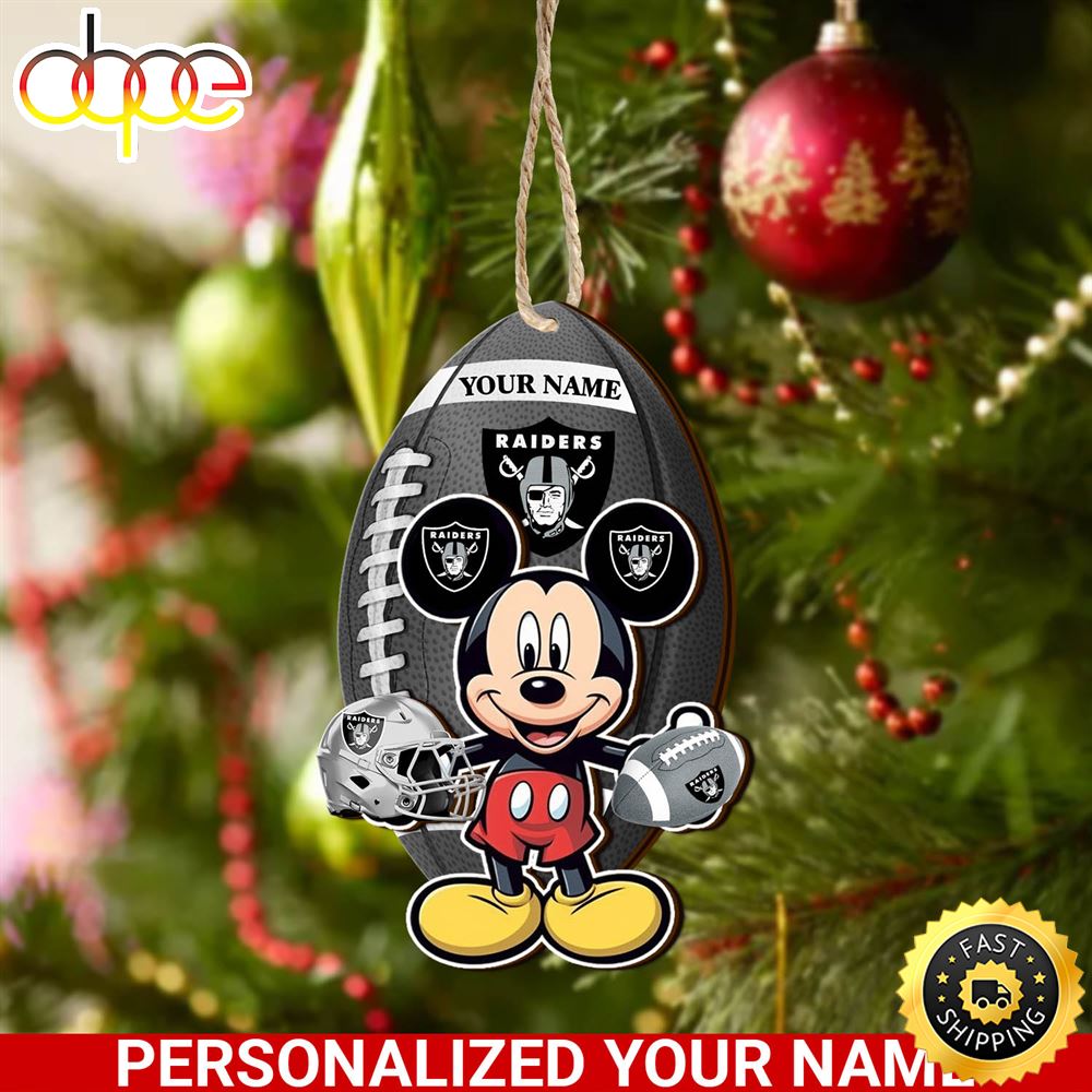 Las Vegas Raiders And Mickey Mouse Ornament Personalized Your Name