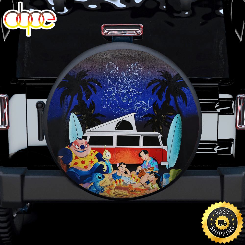 Lilo Stitch Family Camping Car Spare Tire Covers Gift For Campers Yiqije