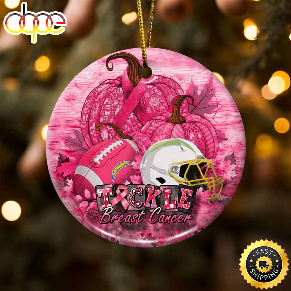 Los Angeles Chargers Breast Cancer And Sport Team Ceramic Ornament M3p79v