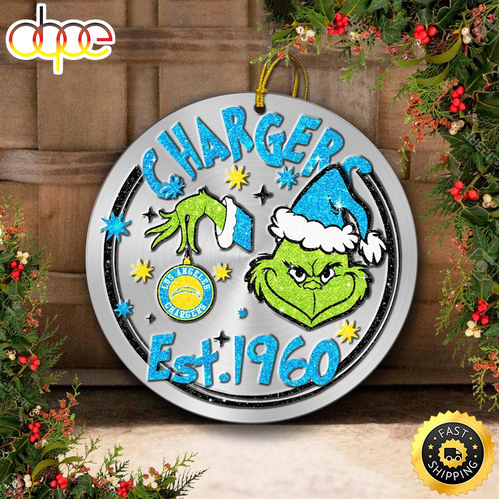 Los Angeles Chargers Grinch Circle Ornaments Christmas G6wpyi