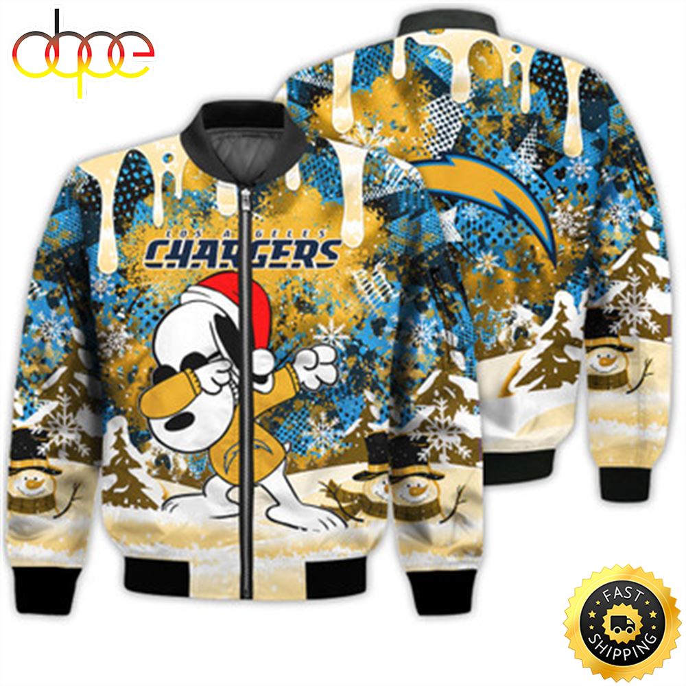 Los Angeles Chargers Snoopy Dabbing The Peanuts Sports Football American Christmas Dripping Matching Gifts Unisex 3D Bomber Jacket Mqkvyd.jpg