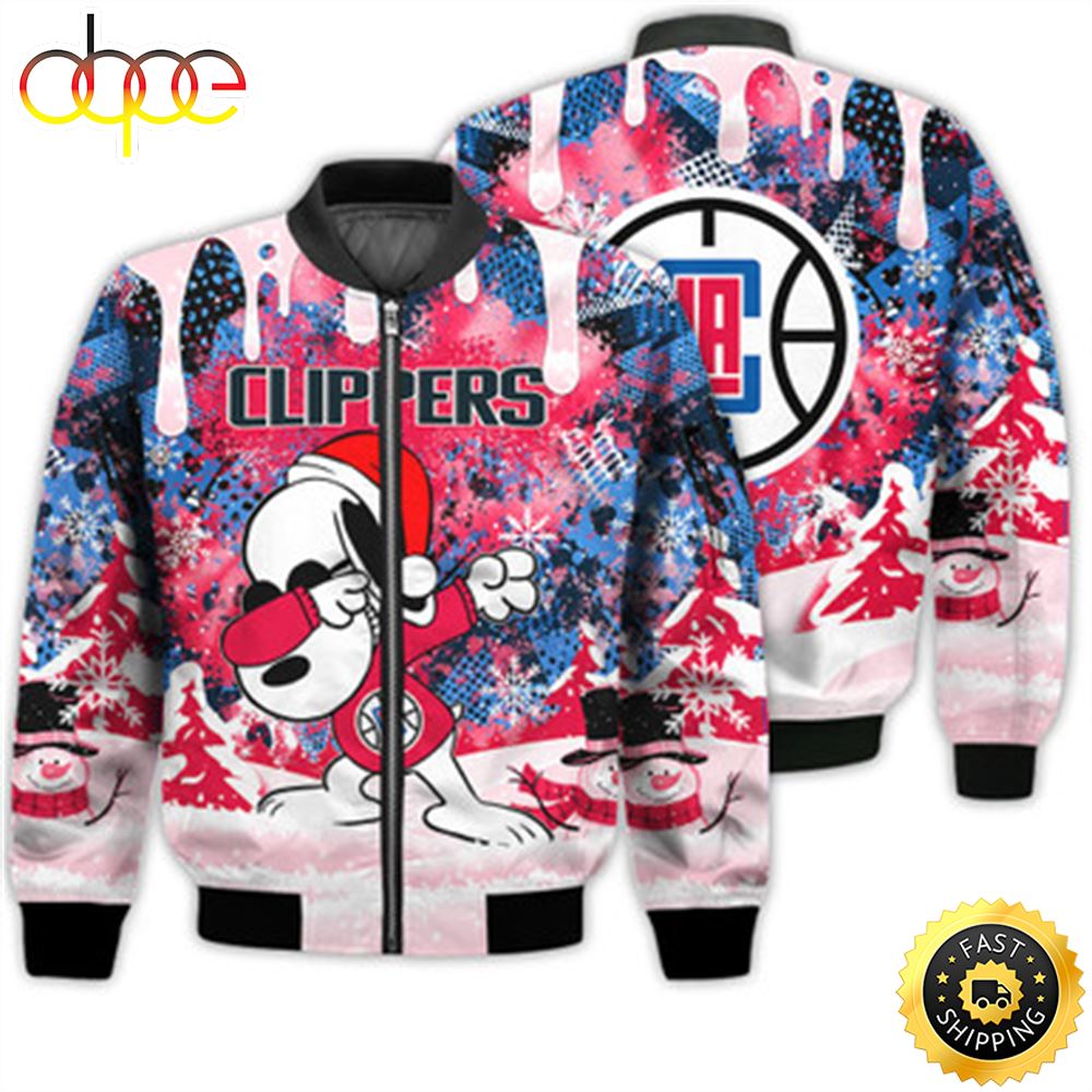 Los Angeles Clippers Snoopy Dabbing The Peanuts Sports Football American Christmas Dripping Matching Gifts Unisex 3D Bomber Jacket Aruisl.jpg