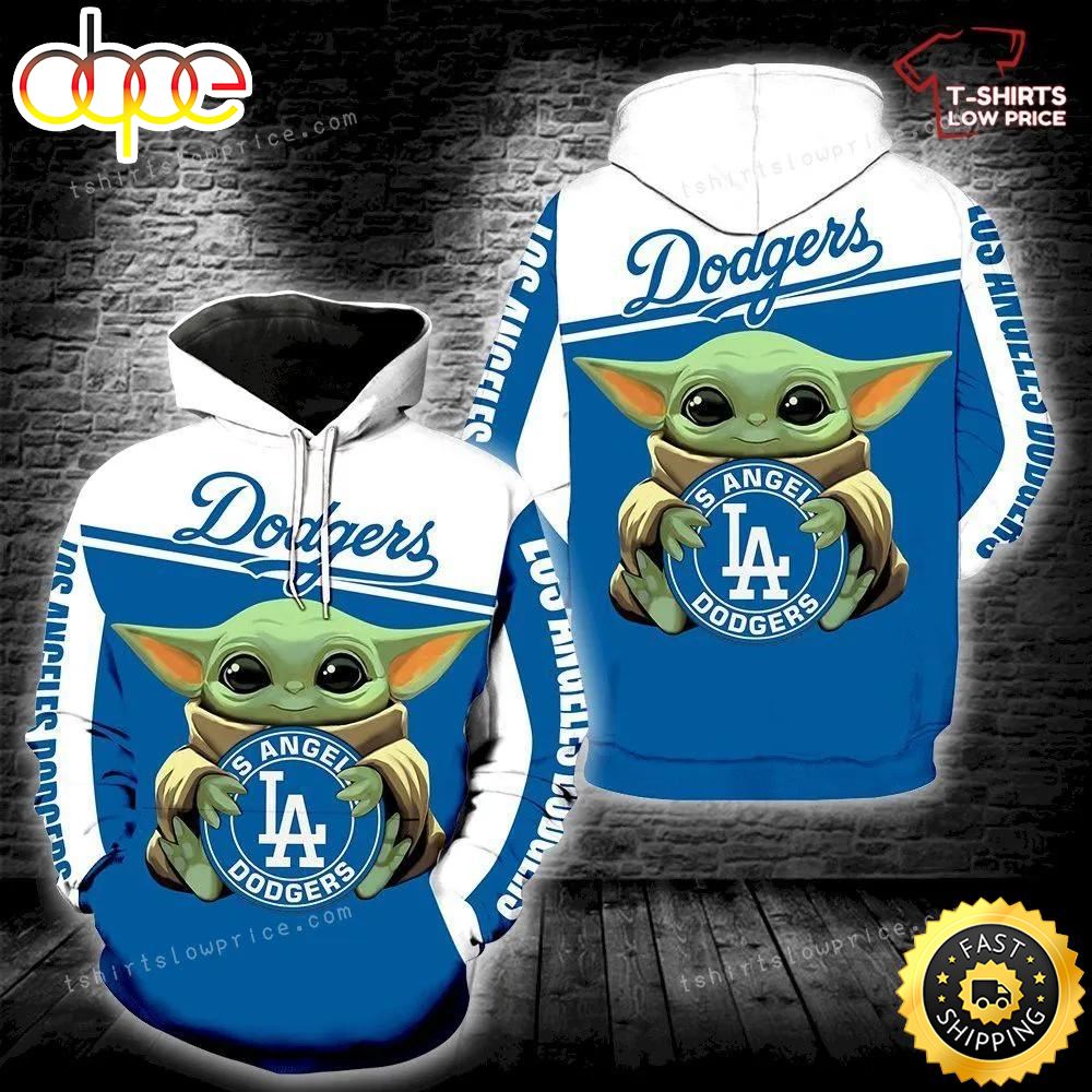 Los Angeles Dodgers Baby Yoda Hold Logo Full Print 3d Hoodie Zipper Men Women Qsiljm