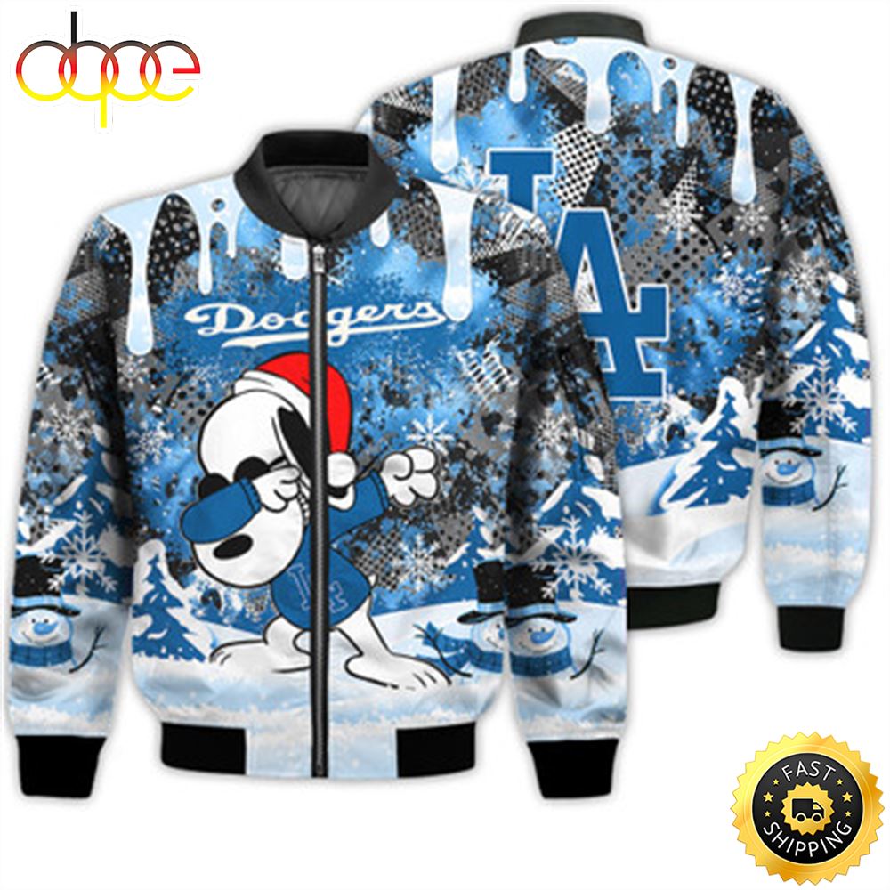 Los Angeles Dodgers Snoopy Dabbing The Peanuts Sports Football American Christmas Dripping Matching Gifts Unisex 3D Bomber Jacket Dmthcj.jpg