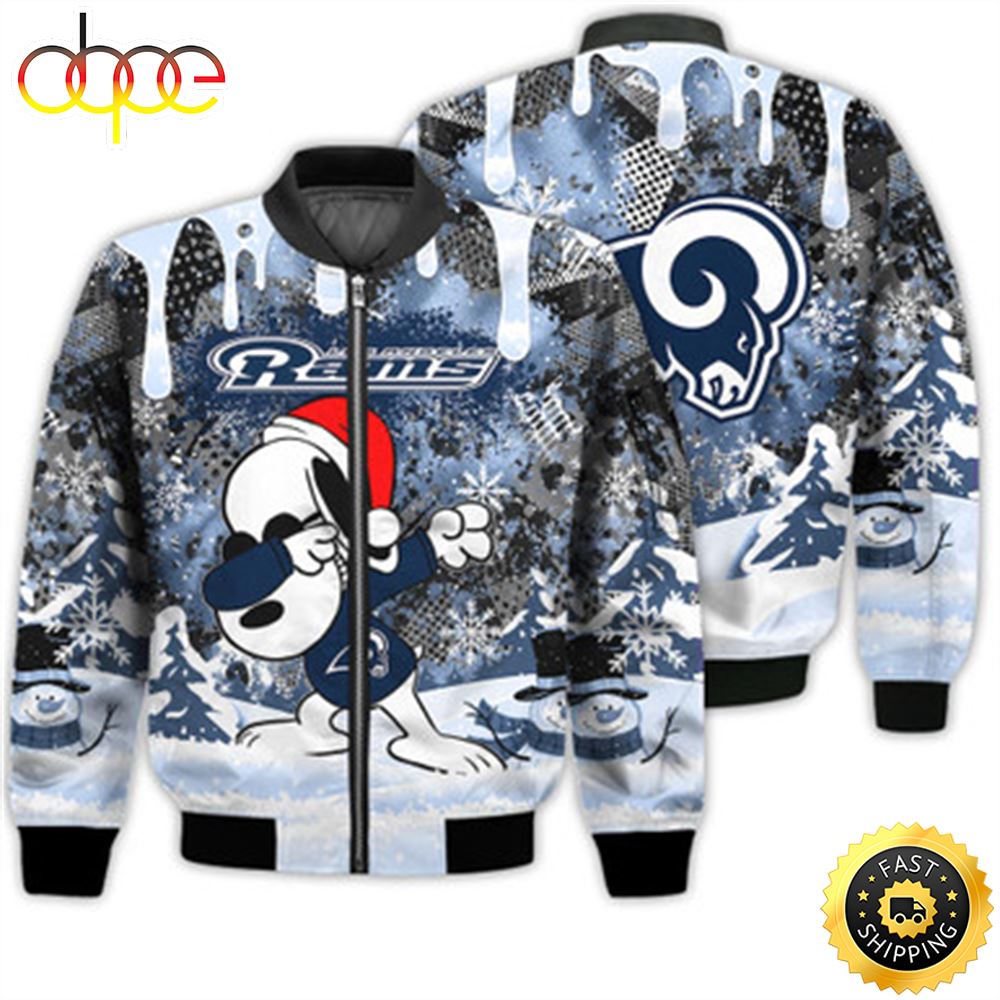 Los Angeles Rams Snoopy Dabbing The Peanuts Sports Football American Christmas Dripping Matching Gifts Unisex 3D Bomber Jacket P0cyke.jpg
