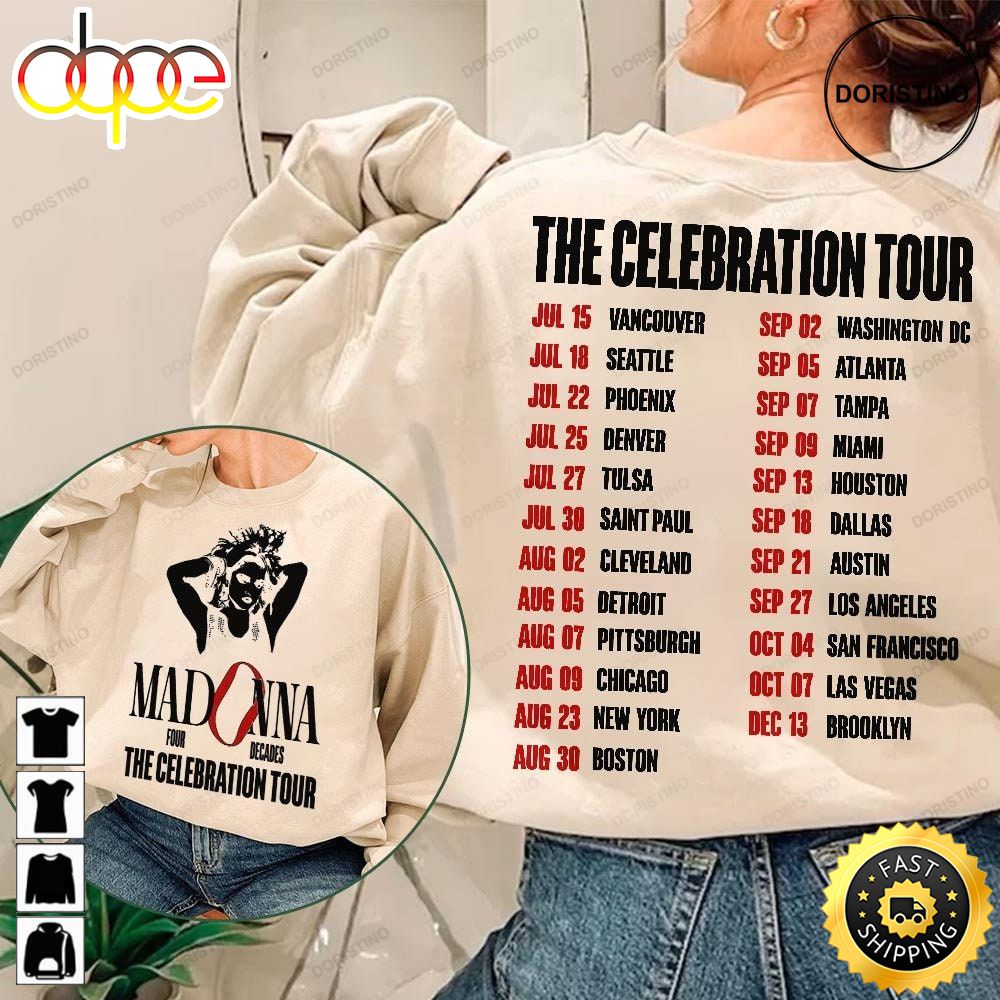 Madonna The Celebration Tour 2023 Double Sided Queen Of Pop World Tour Music 2023 Shirt