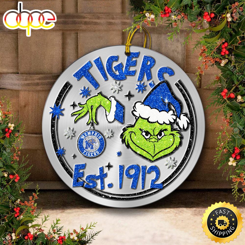 Memphis Tigers Grinch Circle Ornaments Christmas
