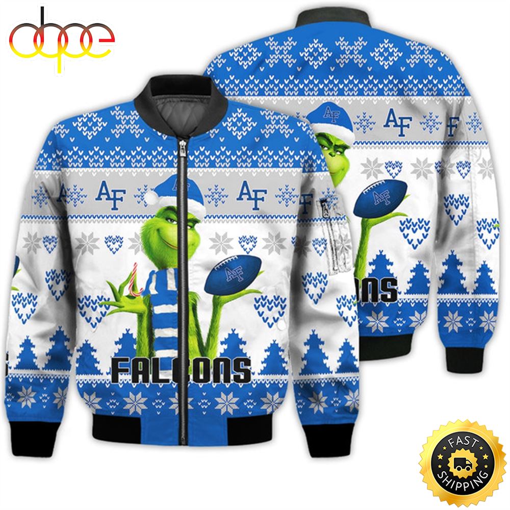 Merry Christmas 2023 Ugly Unisex National Collegiate Athletic Association American Grinch Cute Air Force Falcons 3D Bomber Jacket A9lx8k.jpg