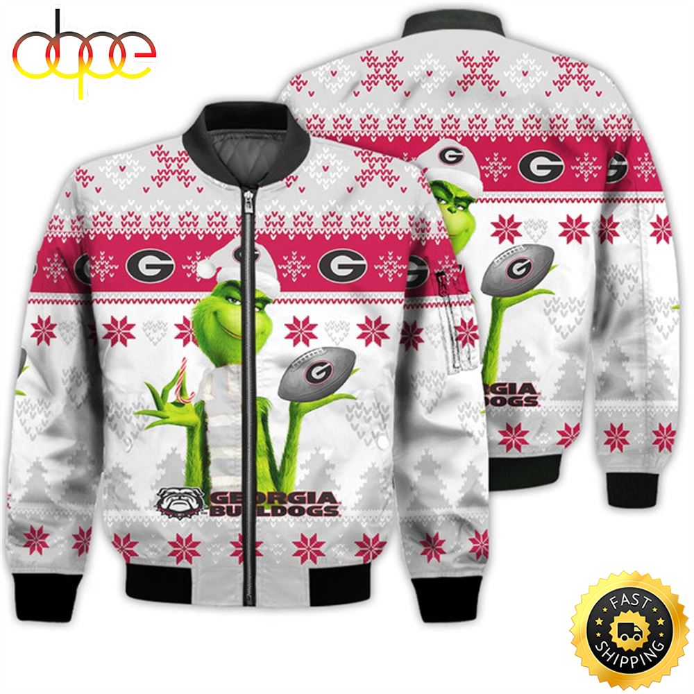 Merry Christmas 2023 Ugly Unisex National Collegiate Athletic Association American Grinch Cute Bulldogs 3D Bomber Jacket Hietcx.jpg