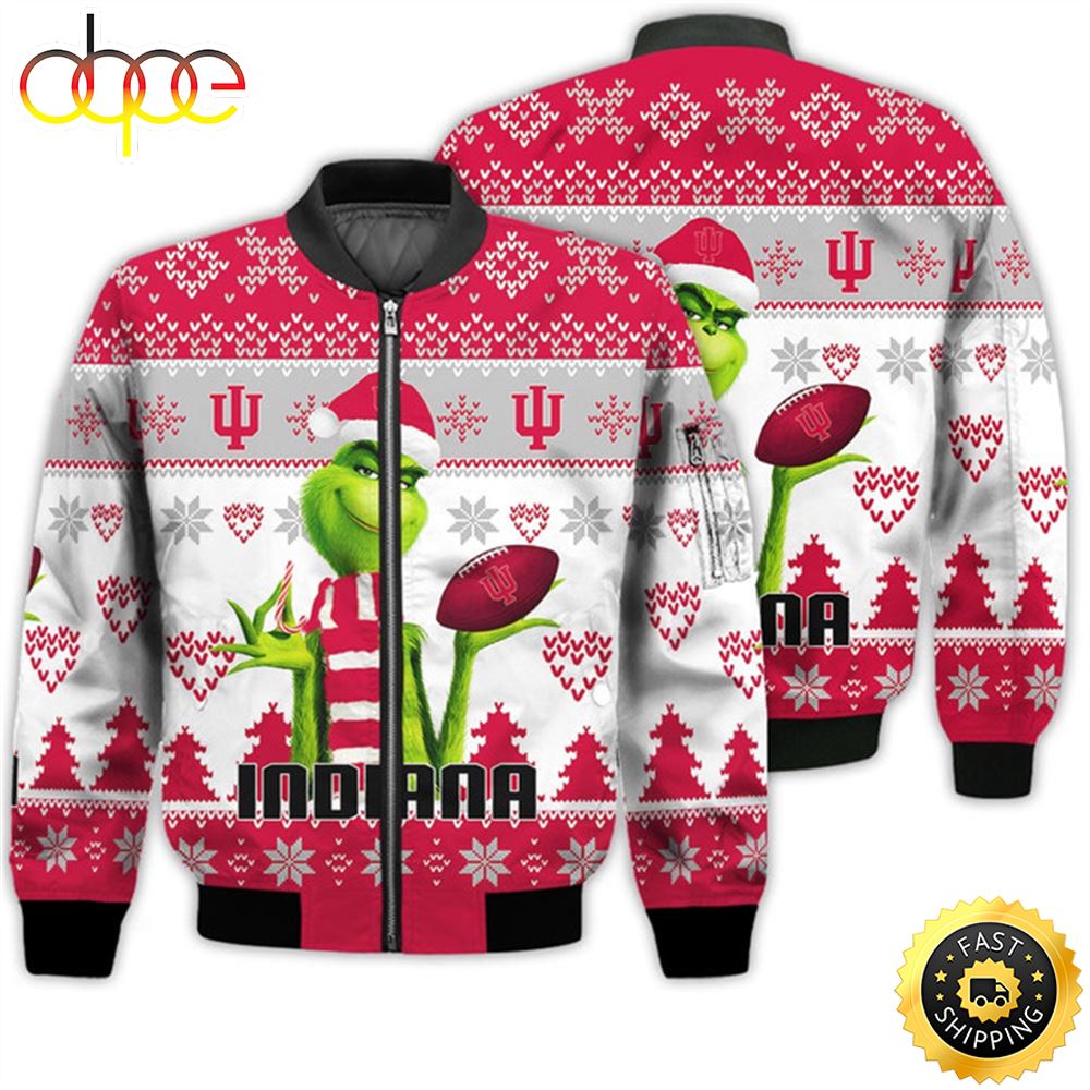 Merry Christmas 2023 Ugly Unisex National Collegiate Athletic Association American Grinch Cute Hoosiers 3D Bomber Jacket Sudukd.jpg