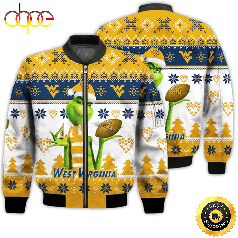 Merry Christmas 2023 Ugly Unisex National Collegiate Athletic Association American Grinch Cute Mountaineers 3D Bomber Jacket Rignop.jpg