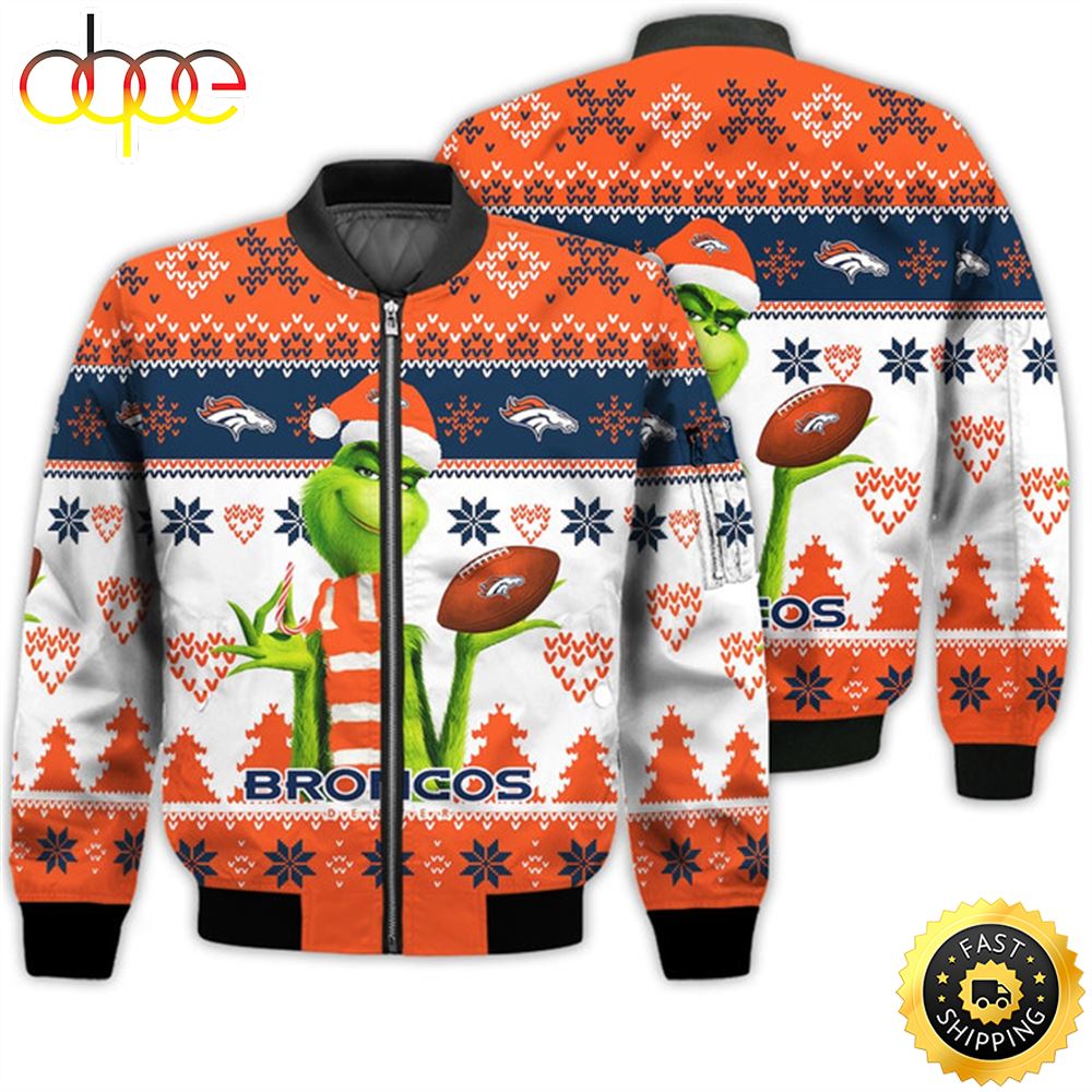 Merry Christmas 2023 Ugly Unisex Super Bowl American Grinch Cute Broncos 3D Bomber Jacket Ssby8a.jpg