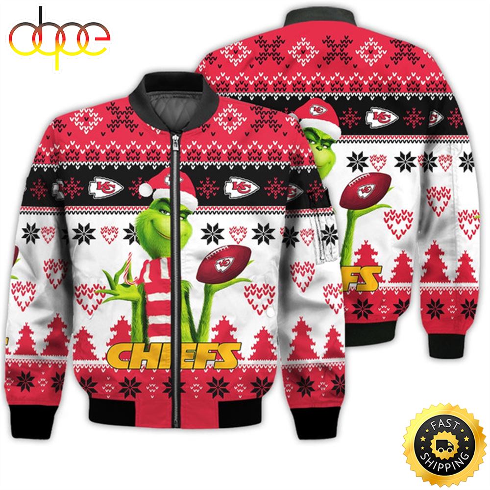 Merry Christmas 2023 Ugly Unisex Super Bowl American Grinch Cute Chiefs 3D Bomber Jacket Vcjpef.jpg