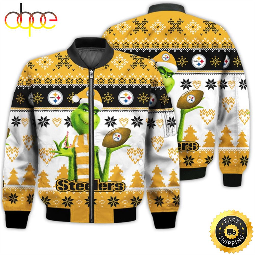 Merry Christmas 2023 Ugly Unisex Super Bowl American Grinch Cute Steelers 3D Bomber Jacket Ehxtib.jpg