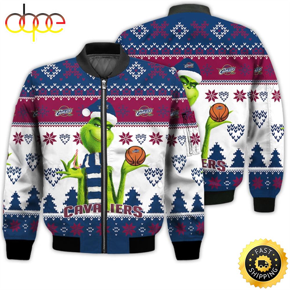 Merry Christmas 2023 Ugly Unisex The National Basketball Association American Grinch Cute Cavaliers 3D Bomber Jacket Vgro1z.jpg