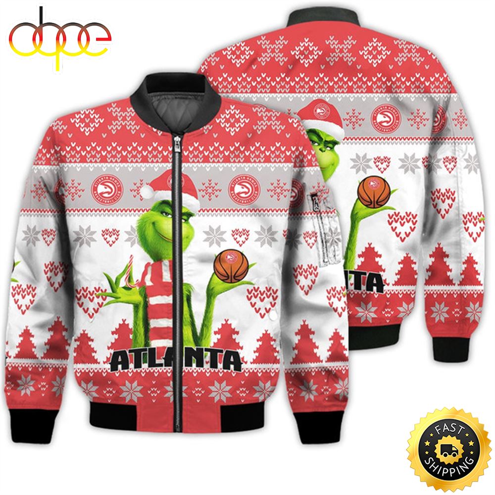 Merry Christmas 2023 Ugly Unisex The National Basketball Association American Grinch Cute Hawks 3D Bomber Jacket Causcq.jpg