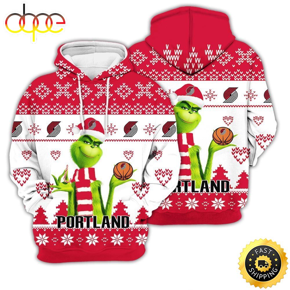 Merry Christmas 2023 Ugly Unisex The National Basketball Association American Grinch Cute Trail Blazers 3D Hoodie M193l3