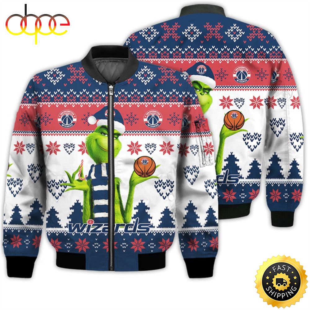 Merry Christmas 2023 Ugly Unisex The National Basketball Association American Grinch Cute Wizards 3D Bomber Jacket V7eo7v.jpg